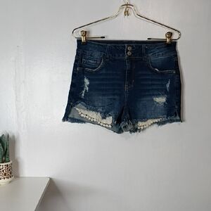 Vanilla Star M Drise Shortie Juniors 7 Denim Distressed Women Shorts Lace